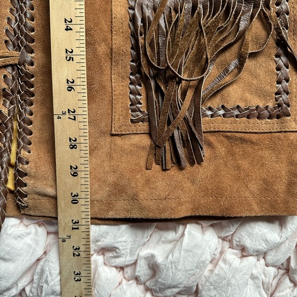 Vintage Western Fringe Suede Leather Jacket Tan Brown Men’s XL Heavy Quality - Picture 9 of 9